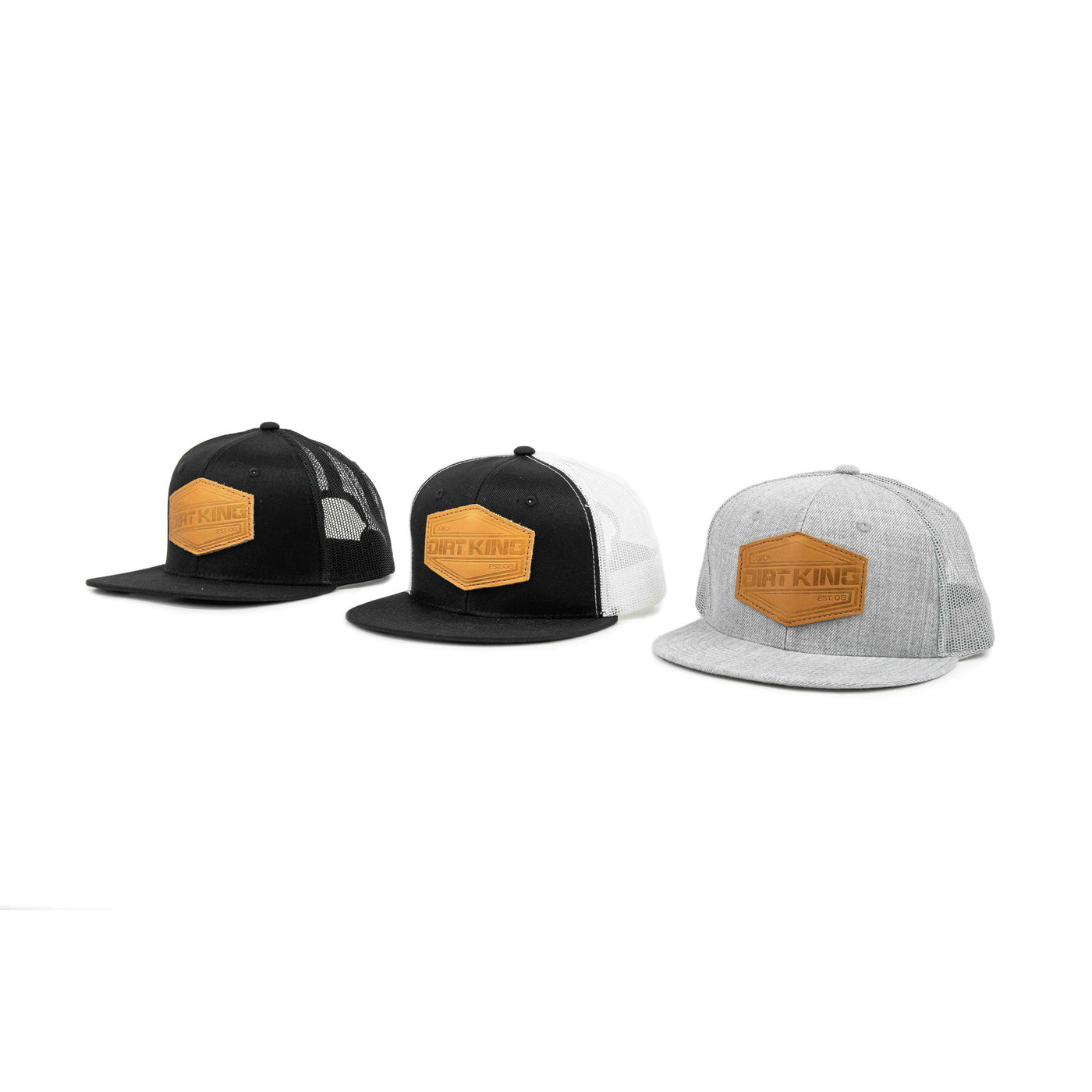 Mesh Snapback Hat With Leather Hex Patch – Dirt King