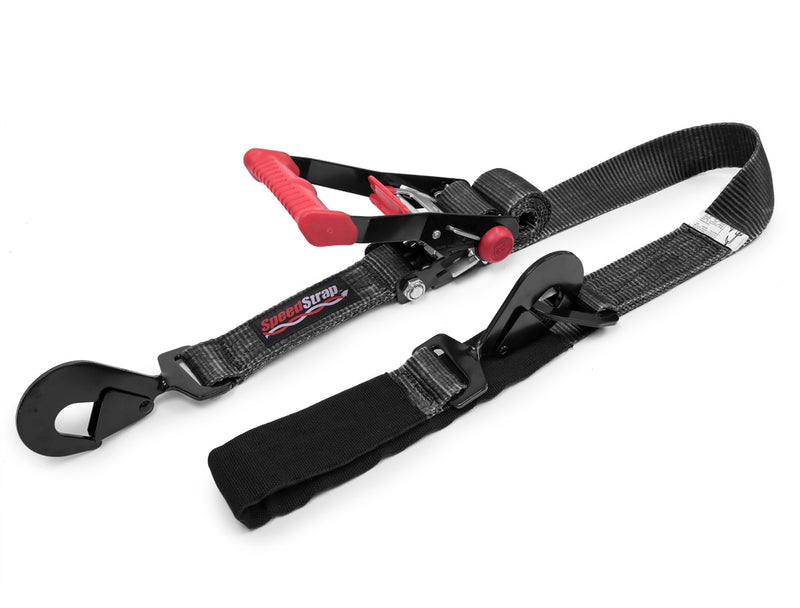 2" x 8' Ratchet Tie Down w/ Twisted Snap Hooks & Axle Strap Combo | Black